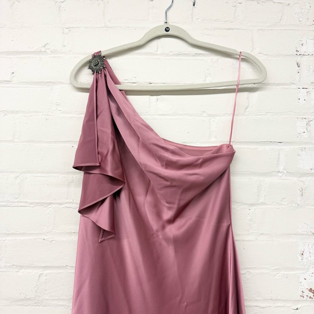 NWT Lauren Ralph Lauren Satin Charmeuse One-Shoulder Gown Pink Size 8 - Picture 3 of 7